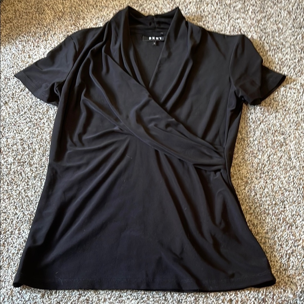 DKNY Women's Black Wrap Top
